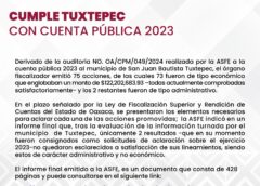 Cumple Tuxtepec con la Cuenta Pública 2023